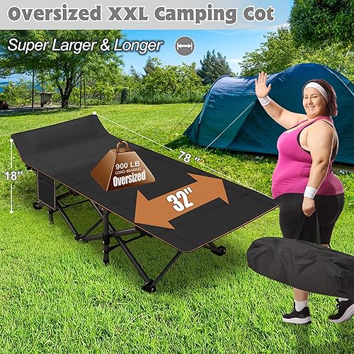 Miniatura 51 de ABORON Cuna de campamento para adultos de 28 pulgadas extra ancha, 2 unidades, catre Oxford 1200D resistente para dormir, cama de campamento