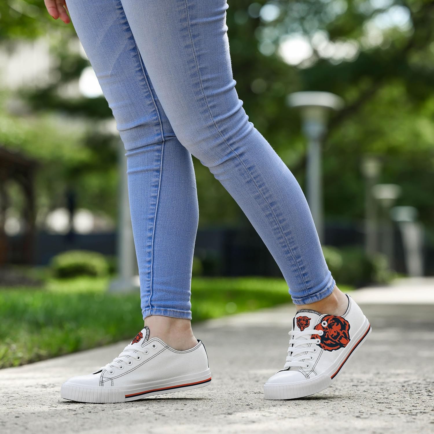 FOCO NFL Womens NFL Ladies Fashion Team Big Logo Low Top White Canvas Sneakers Shoes