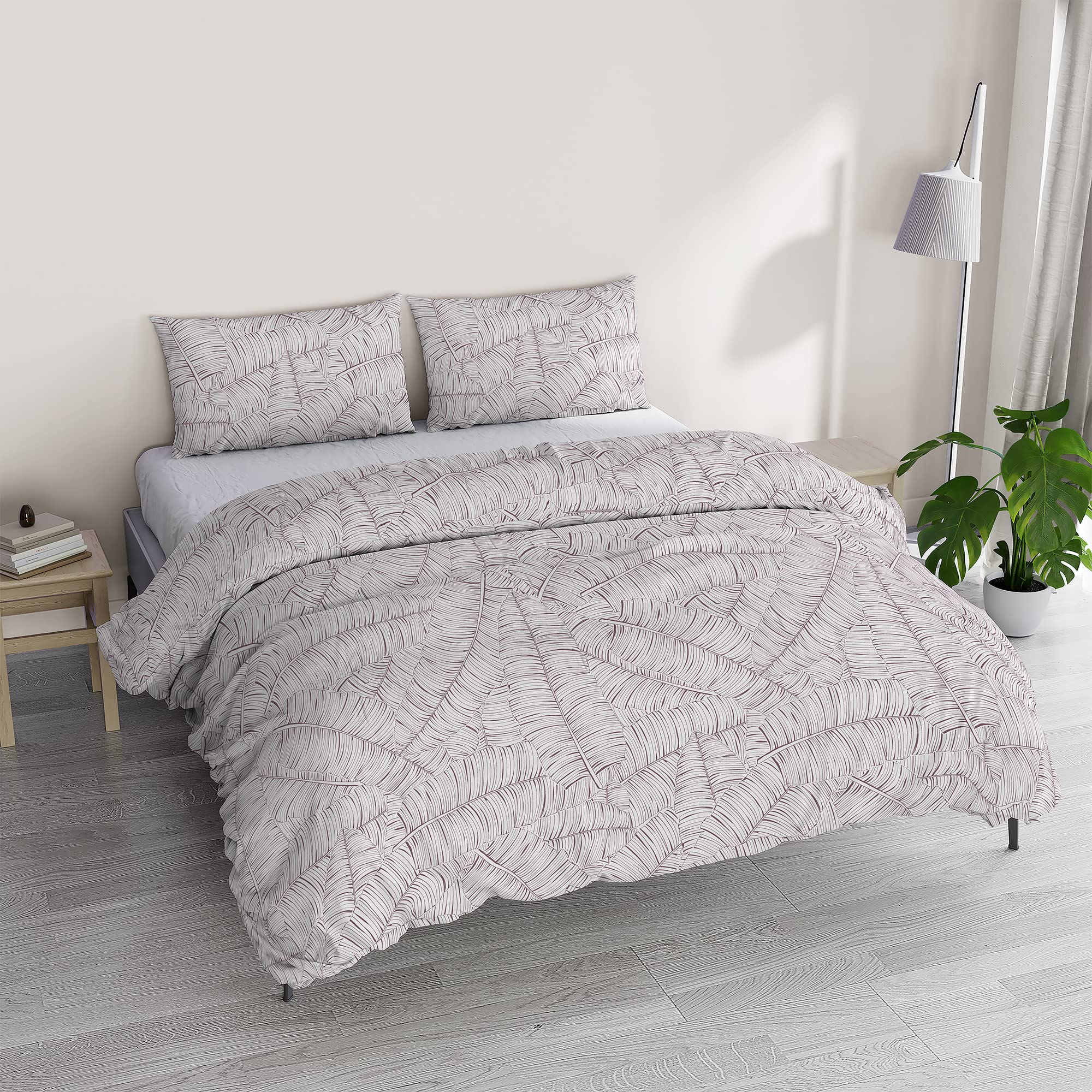 Italian Bed Linen ATHENA Duvet Cover Set with Bag and Printed Pillowcases, Jane Pink, Double