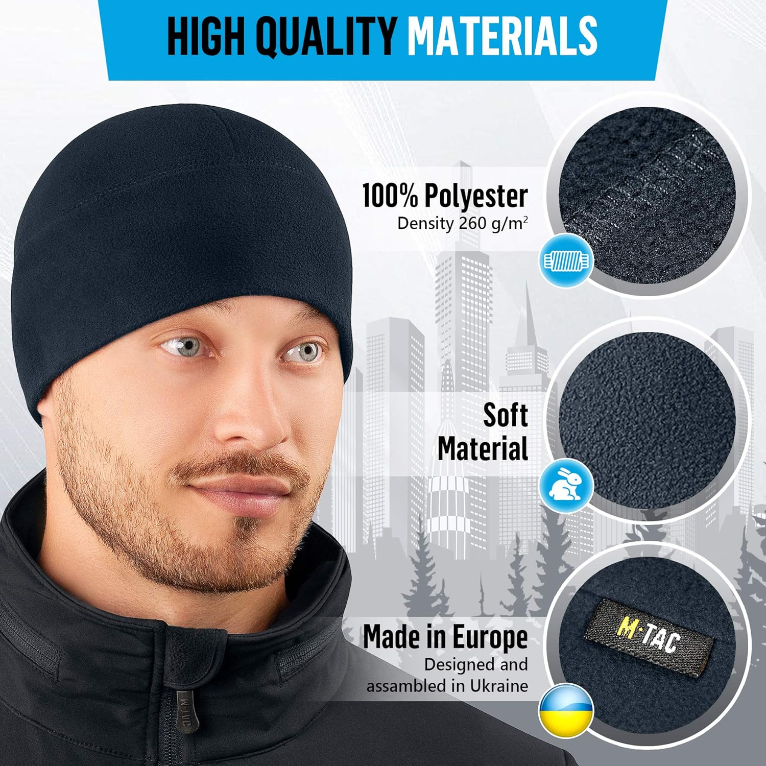 M-Tac Fleece Watch Cap - Army Military Tactical Beanie Hat Winter Skull Cap