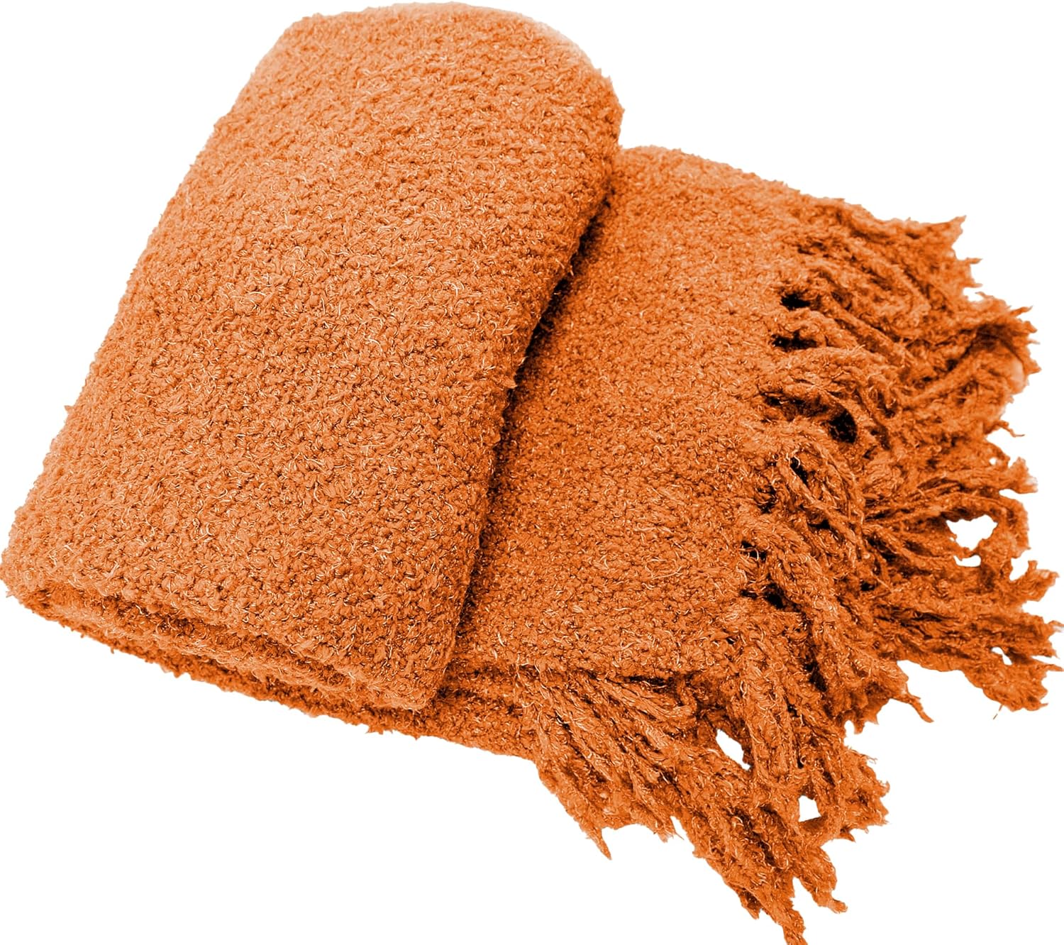 Home Soft Things Fluffy Knitted Woven Throw Couch Cover Sofa Blanket, 50" x 60", Burnt Orange