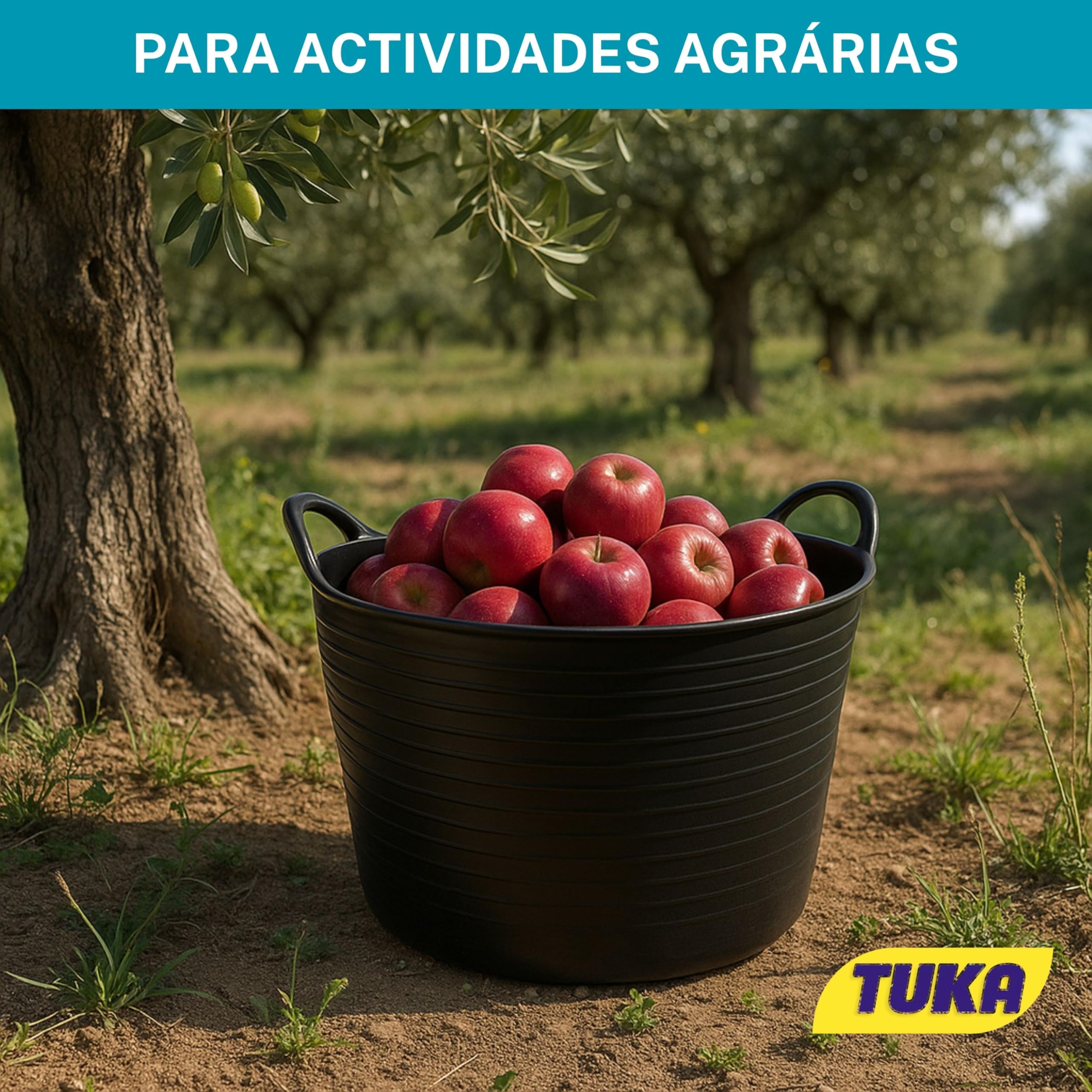 TUKA Pack de 2 Capazos de Plástico 42L Negro Profesional Resistente Multiusos