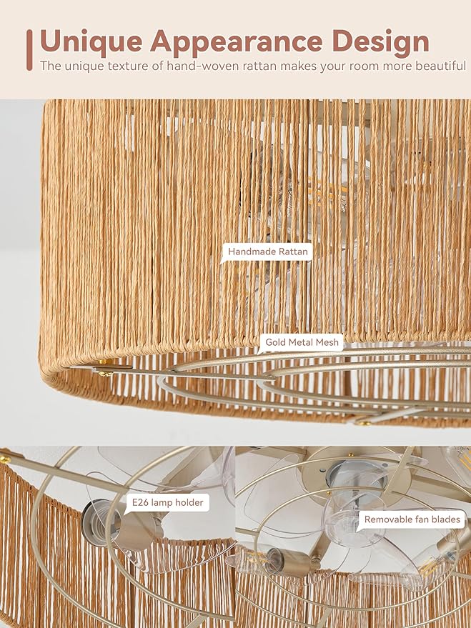 Ventilador de Techo 20" Con Luz 6 Velocidades Control Remoto miniatura 6