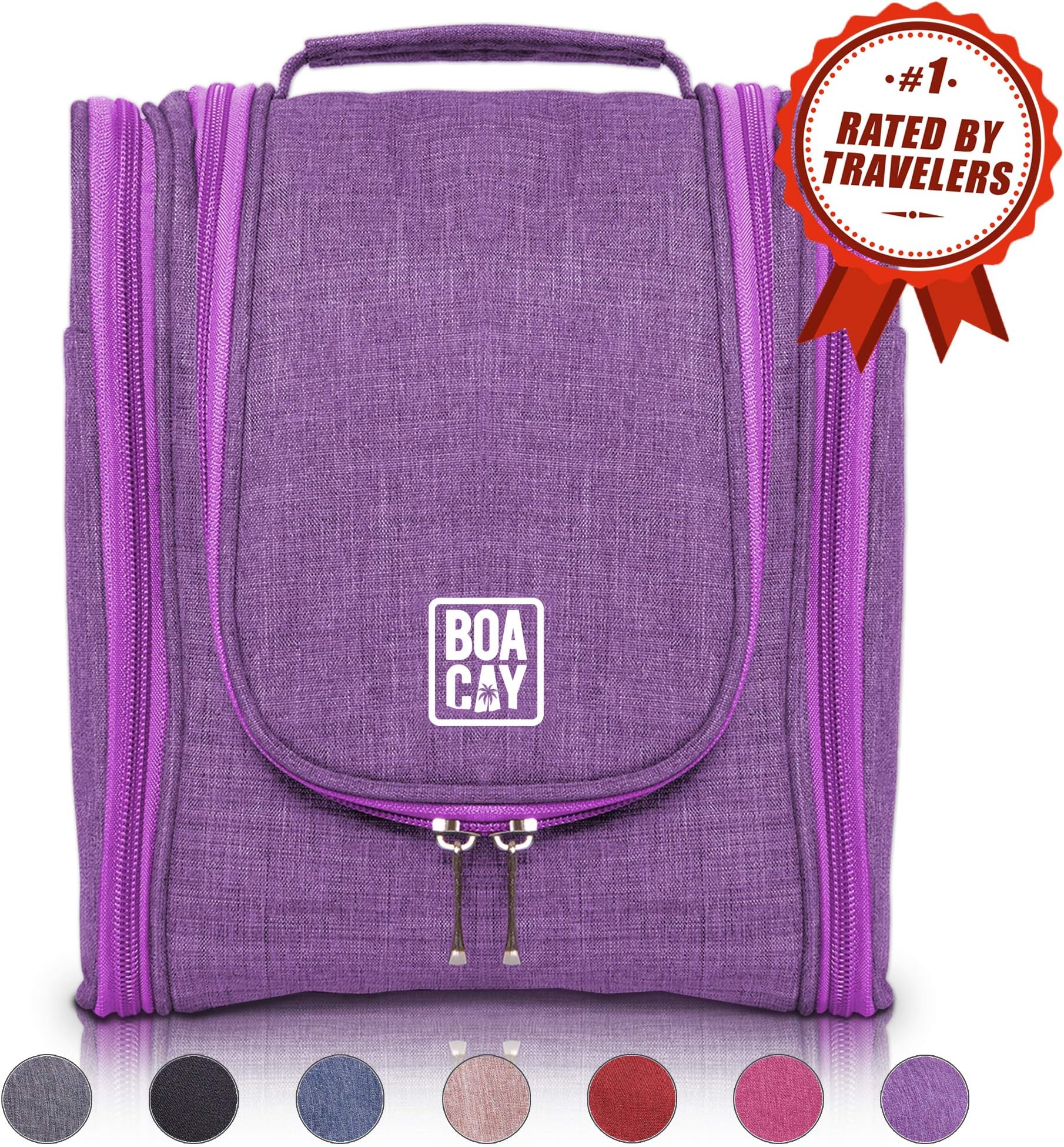 BOACAYHanging Travel Toiletry Bag for Women and Men, Makeup Bag, Bathroom & Shower Organizer Kit for Accessories, Cosmetics, Travel Essentials