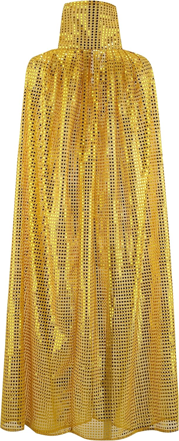 Women Girls Shiny Sequins Cloak Halloween Christmas Fancy Dress Party Cosplay Costumes Cape(Gold,130CM/51") : Clothing, Shoes & Jewelry