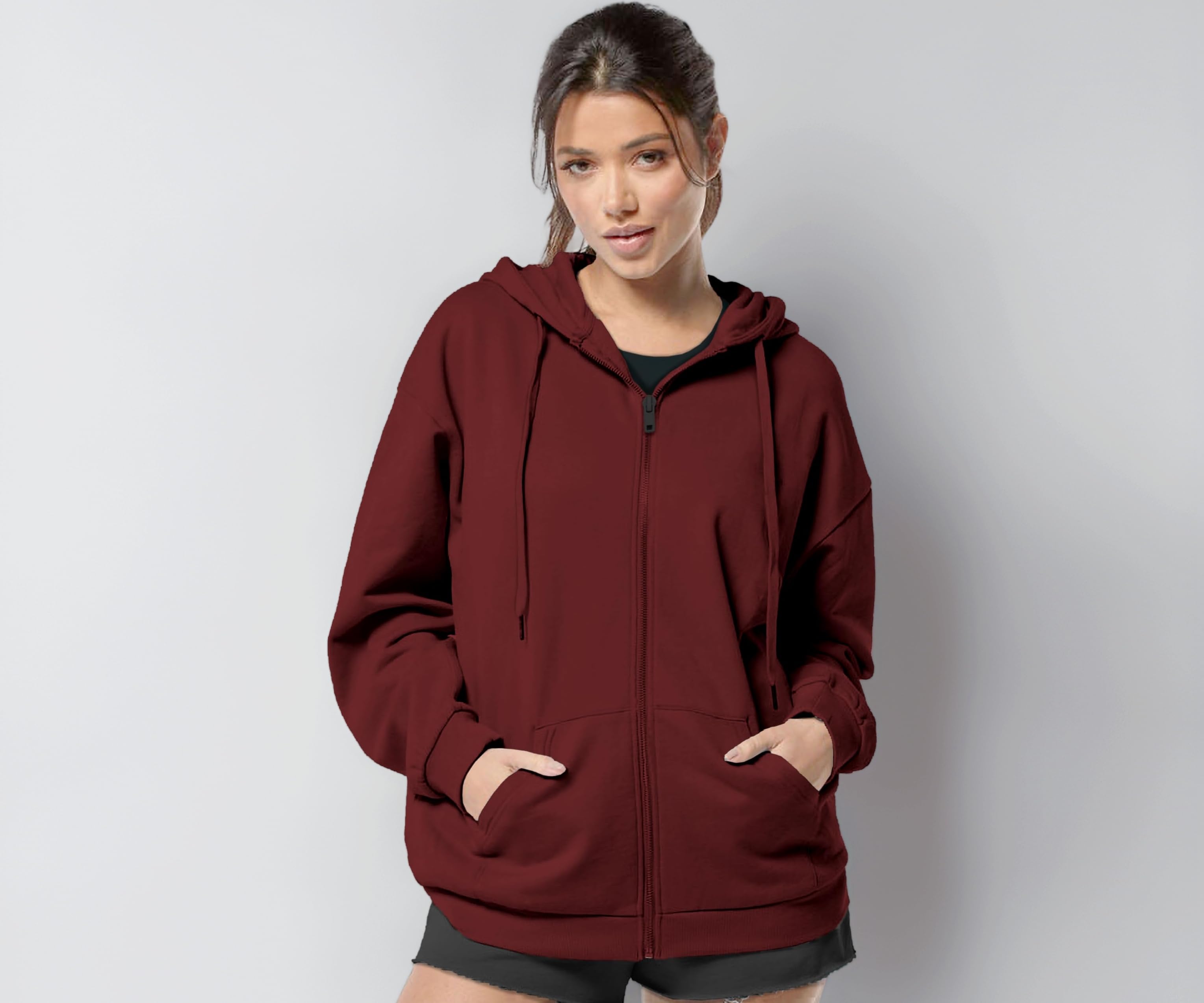 Women's Cute Hoodies Teen Girl Winter Jacket Sweatshirts Casual Drawstring Clothes Zip Up Hoodie with Pocket