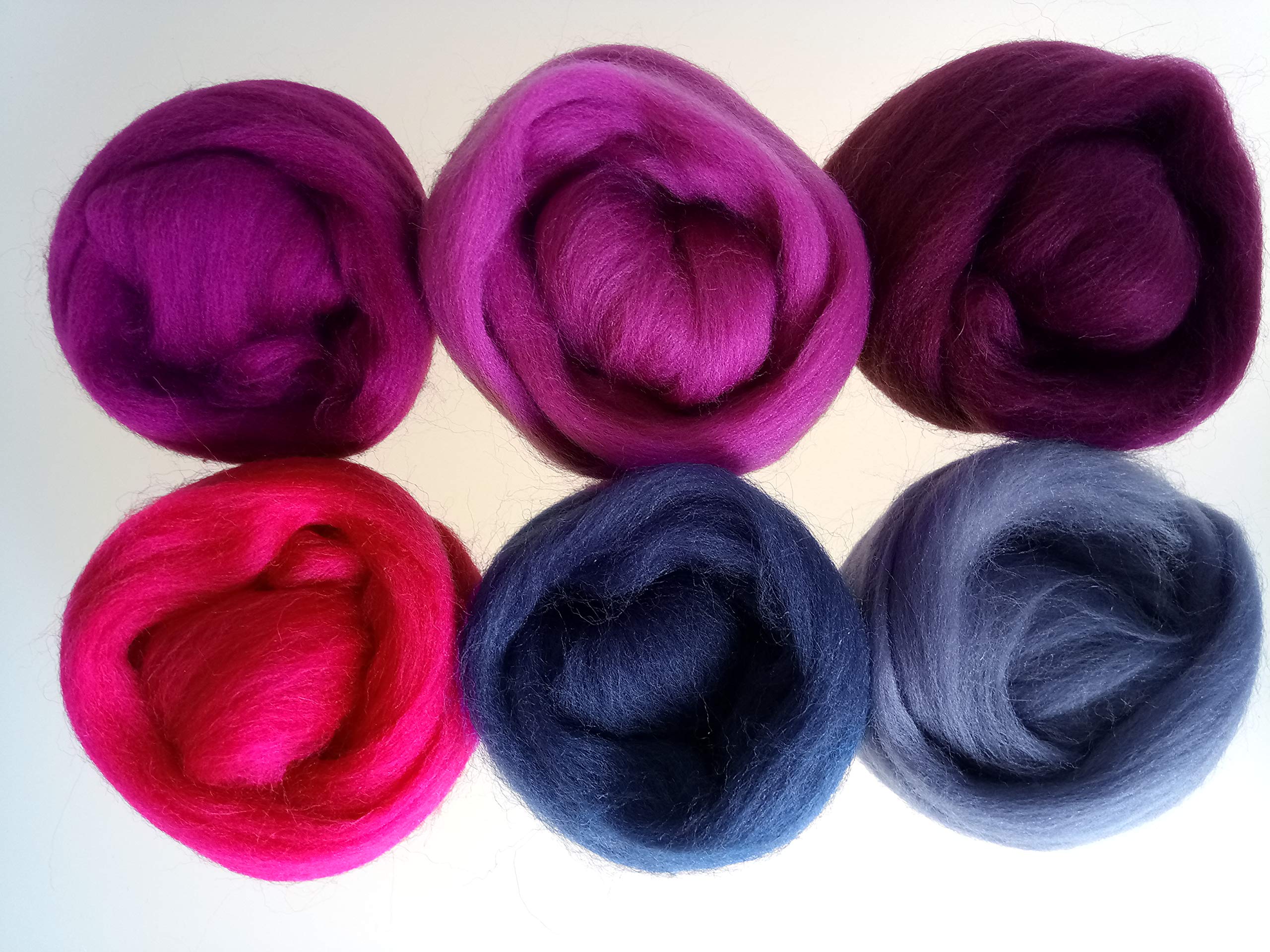 100% Merino Wool Tops for Wet & Dry Felting, Assorted Colours, Packs of 60 Grams (Purple 60 g) - Image 3