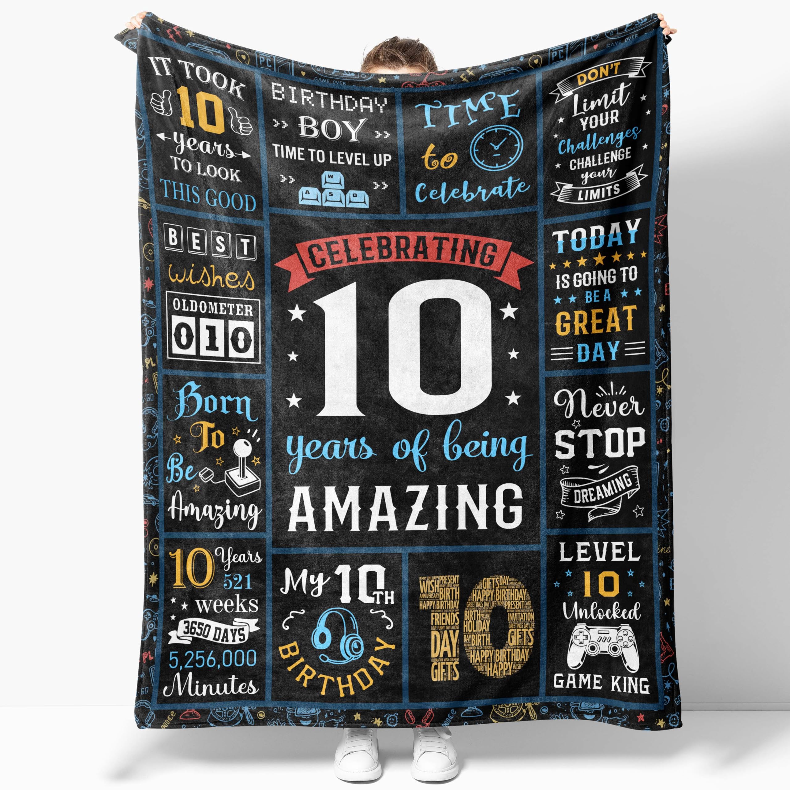 Décorations de 10e anniversaire pour garçon et cadeau souvenir textile