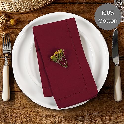 Miniatura 3 de Dine n Decor Juego de 12 servilletas de cena de tela con dobladillo, 100% algodón - suaves, duraderas, lavables - ideales para eventos, bodas, días