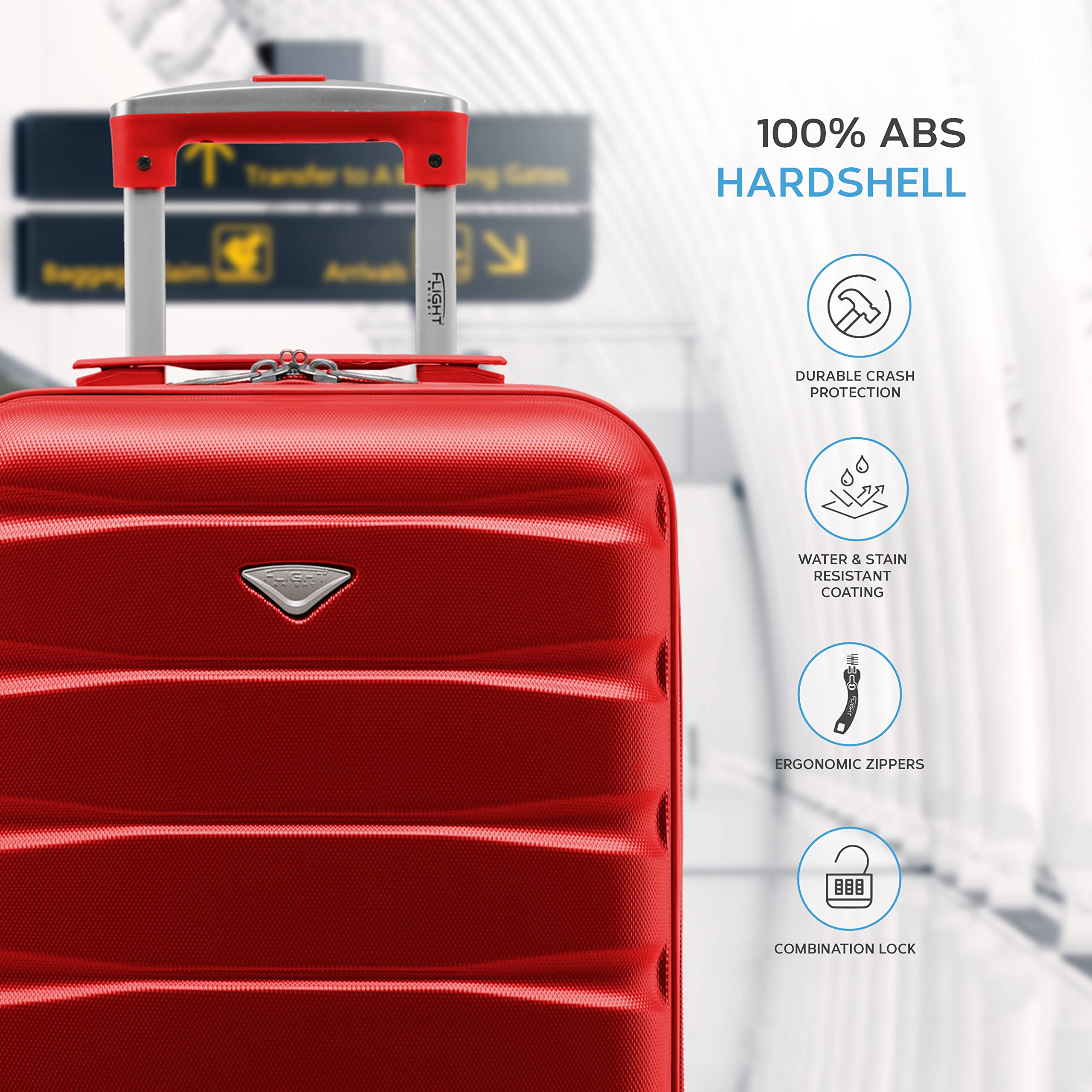 Flight Knight Cabin Suitcase 55x40x20 Ryanair Priority, EasyJet, Jet2 Lightweight Small Durable 4-Wheel Cabin Case, Carry-On for Over 60 Airlines, Hard Shell, 10kg Hand Luggage Bag (55 x 40 x 20 cm)