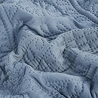 Vista 6 de Chezmoi Collection Austin Full/Double Oversized Bedspread Set, 3-Piece Pinsonic Quilted Lightweight Microfiber Bedspread Coverlet, Grayish Blue