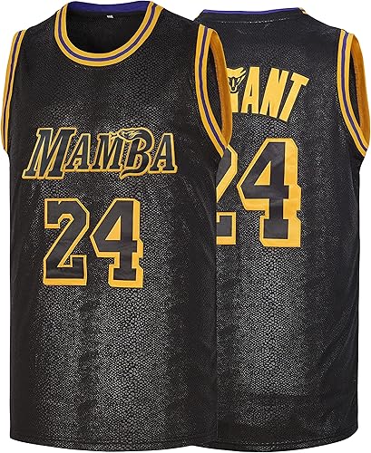 DORISUBE Camisetas de baloncesto para hombre #24#8#8#24 Fahion camisetas de baloncesto cosidas para fanáticos de los deportes, negroamarillo, S-3XL