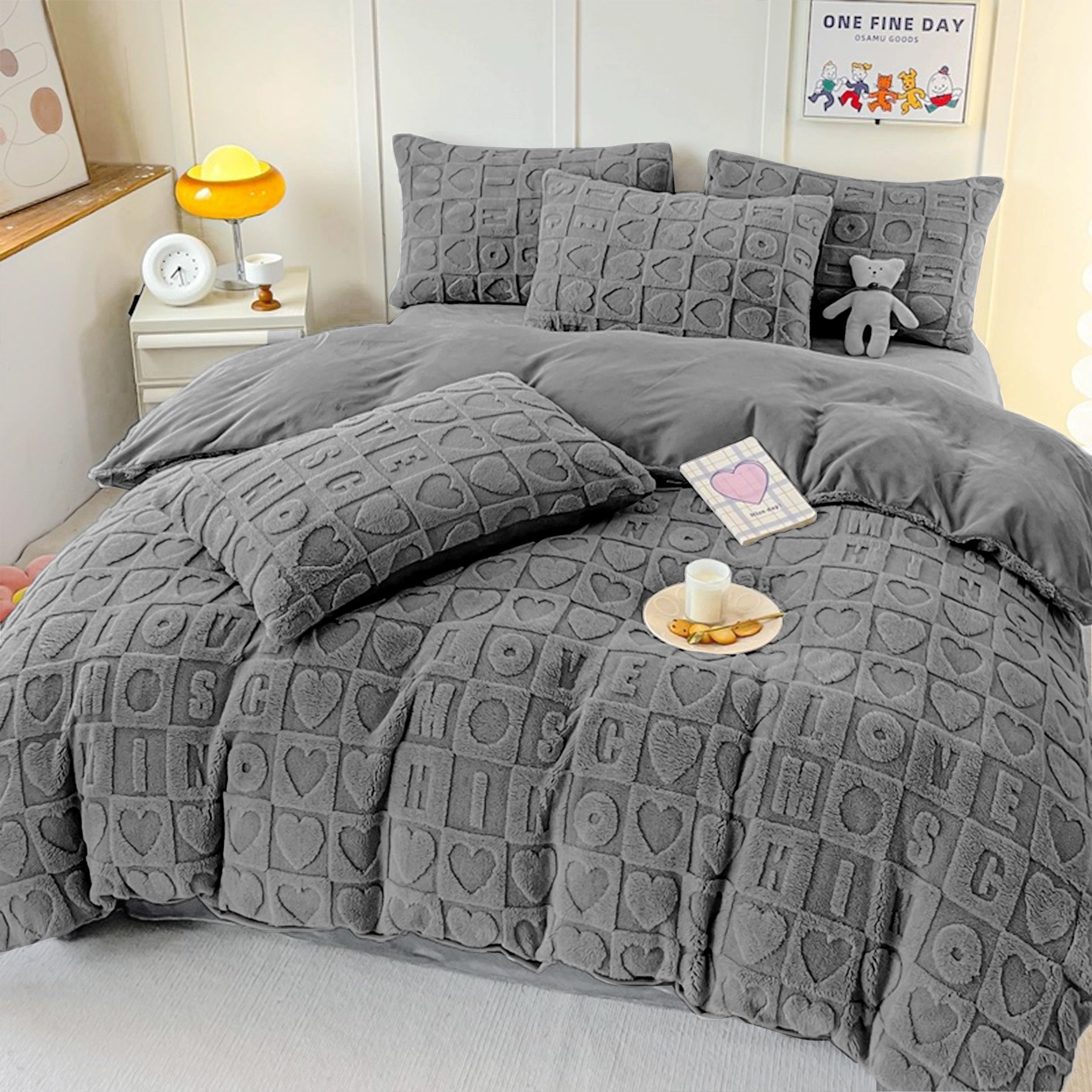 HOMEYA - Edredón Borrego 260 x 180 cm para Cama Individual - Edredón Nódico Invierno Cálido y Suave con Relleno de Micro Fibra Poliéster, Edredón Reversible Franle y Sherpa