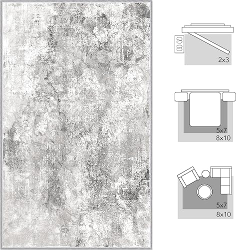 Vista 49 de StangH Alfombra para sala de estar, 5 x 7 pies, lavable, antideslizante, de lana sintética, alfombra de baño de pelo bajo, resistente, vintage