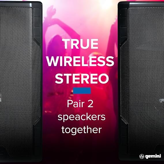 Gemini Sound GSP-5500 15 300W Bluetooth PA Speaker with TWS, 3-Channel Mixer, XLR Outputs, USB MP3 Playback Perfect for DJs, Weddings, Parties & Events