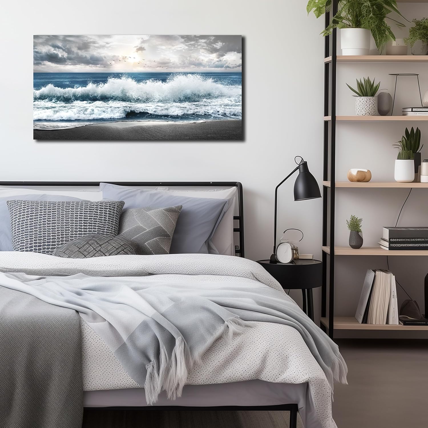 Beach Pictures Wall Art for Bedroom Ocean Pictures for Wall Blue Wall Picture for Living Room Ready to Hang 20 x 40 Inch