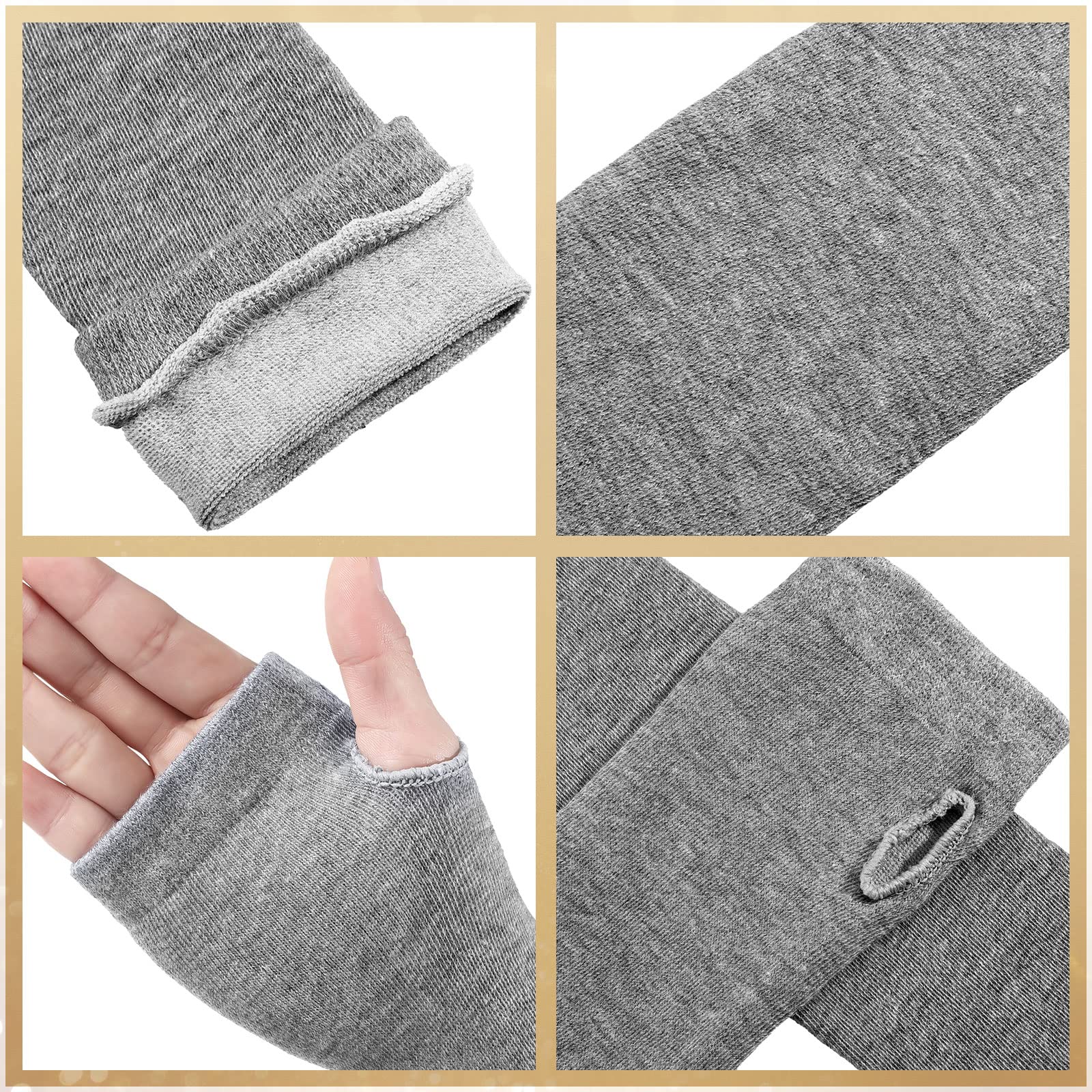 Bememo 3 Pairs Long Fingerless Gloves for Women Arm Warmers Unisex Arm Sleeves Knit Thumb Elbow Hole Stretchy Gloves Goth