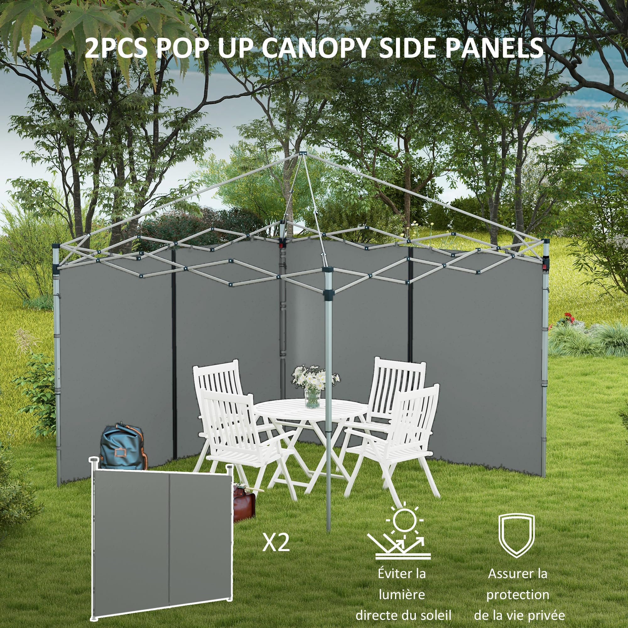 Outsunny Parois Latérales de Rechange Barnum 3 x 3 ou 3 x 6 m Gris Foncé