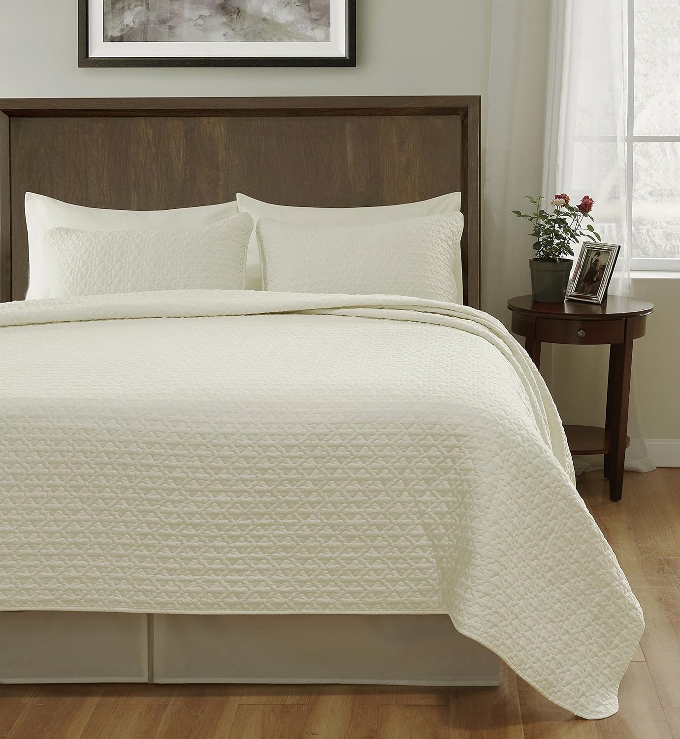 Madison Full/Queen Size Bed 3pc Quilted Bedspread Ivory Color Bed Cover