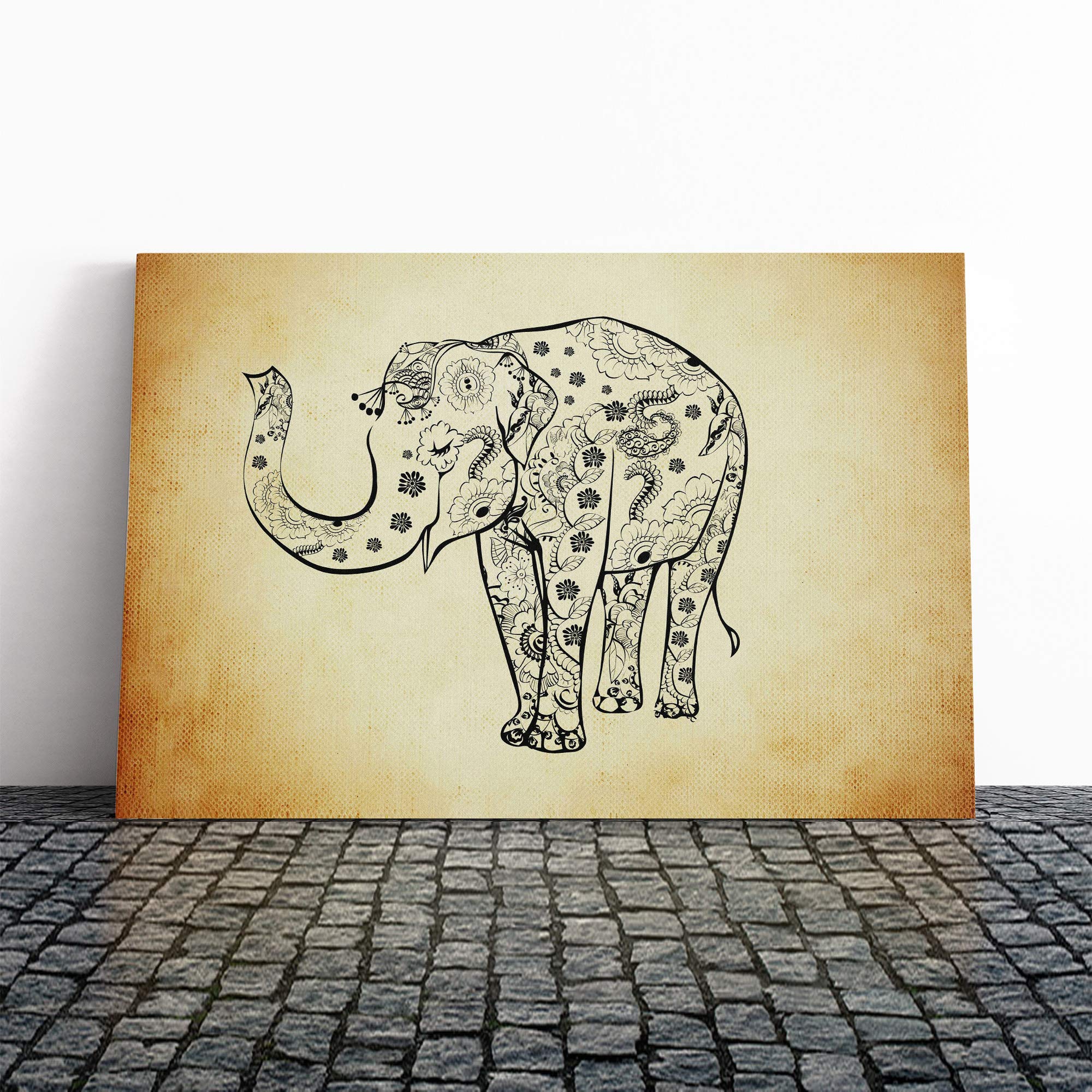 Wall Elephant Art (4) Canvas Print | Gallery Wrapped 30mm Frame Wall Art | 30x20 inches | Ready to Hang | Contemporary Animals Picture | Living Room Bedroom Lounge Office