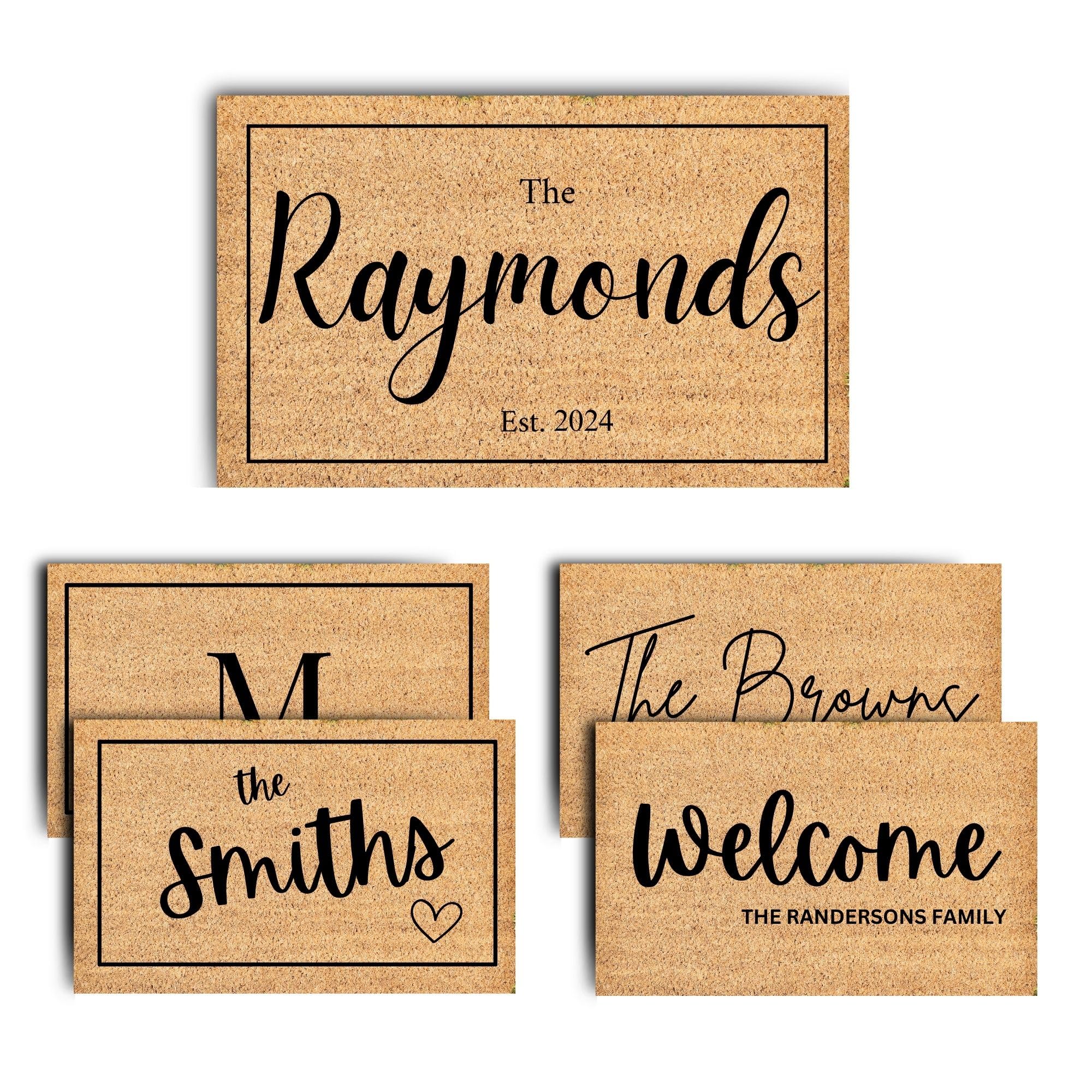 Personalized Welcome Doormat with Family Name - 9 Custom Designs | Housewarming Gift | Indoor Outdoor Entrance Mat with Anti-Slip Backing | Customized Door Mat for Home Decor