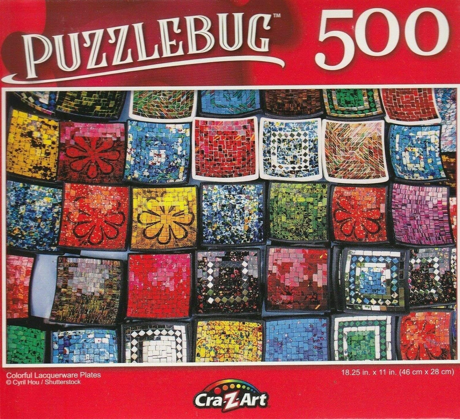 500 Small Piece Puzzle - Colorful Lacquerware Plates
