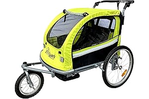Booyah Strollers Double Child Bicycle Stroller Trailer Jogger (Green)