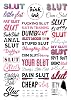 34 x Slut Temporary Tattoo Kinky A4 Sheet