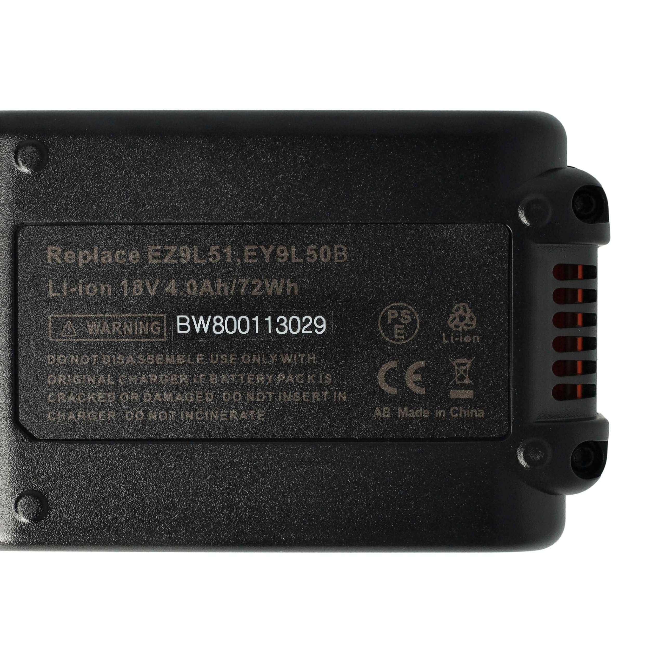 vhbw batteria sostituisce Panasonic EY9L54, EY9L54B, EY9L53B per utensile (4000 mAh, Li-Ion, 18 V)