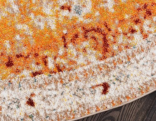 Miniatura 9 de Unique Loom - Alfombra estilo tradicional de Rosso Collection, Polipropileno, AnaranjadoAzul