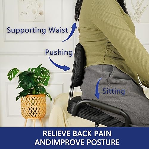 Miniatura 4 de Silla ergonómica de rodillas con soporte de espalda y pedales de pie, taburete de postura ajustable para aliviar el dolor de espalda, silla rodante