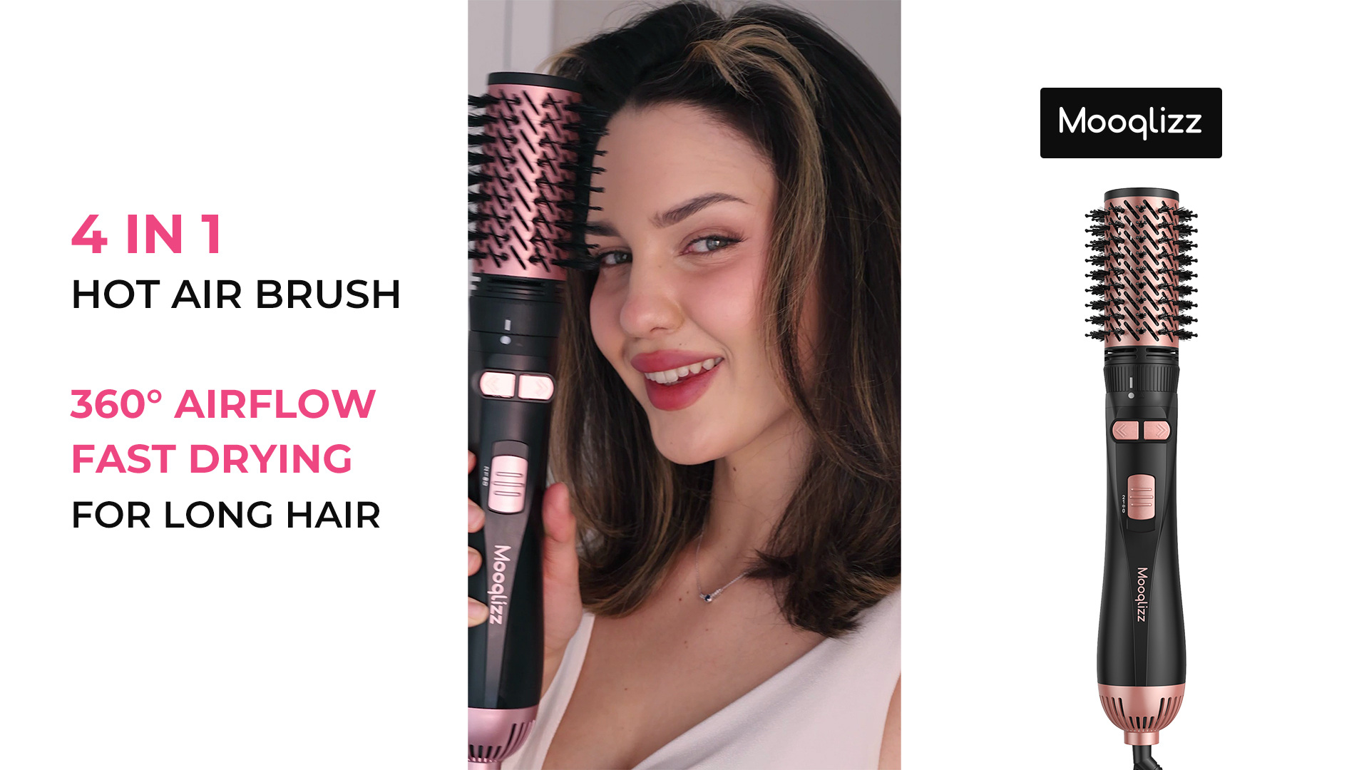 Watch Mooqlizz Rotating Hot Air Brush for Long Hair on Amazon Live