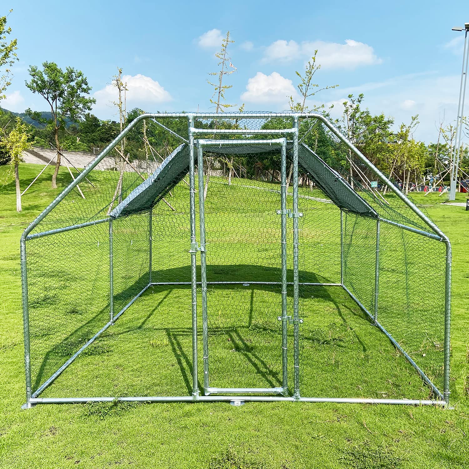 Hiwokk Large Metal Chicken Coop Walkin Poultry Cage Chicken Run