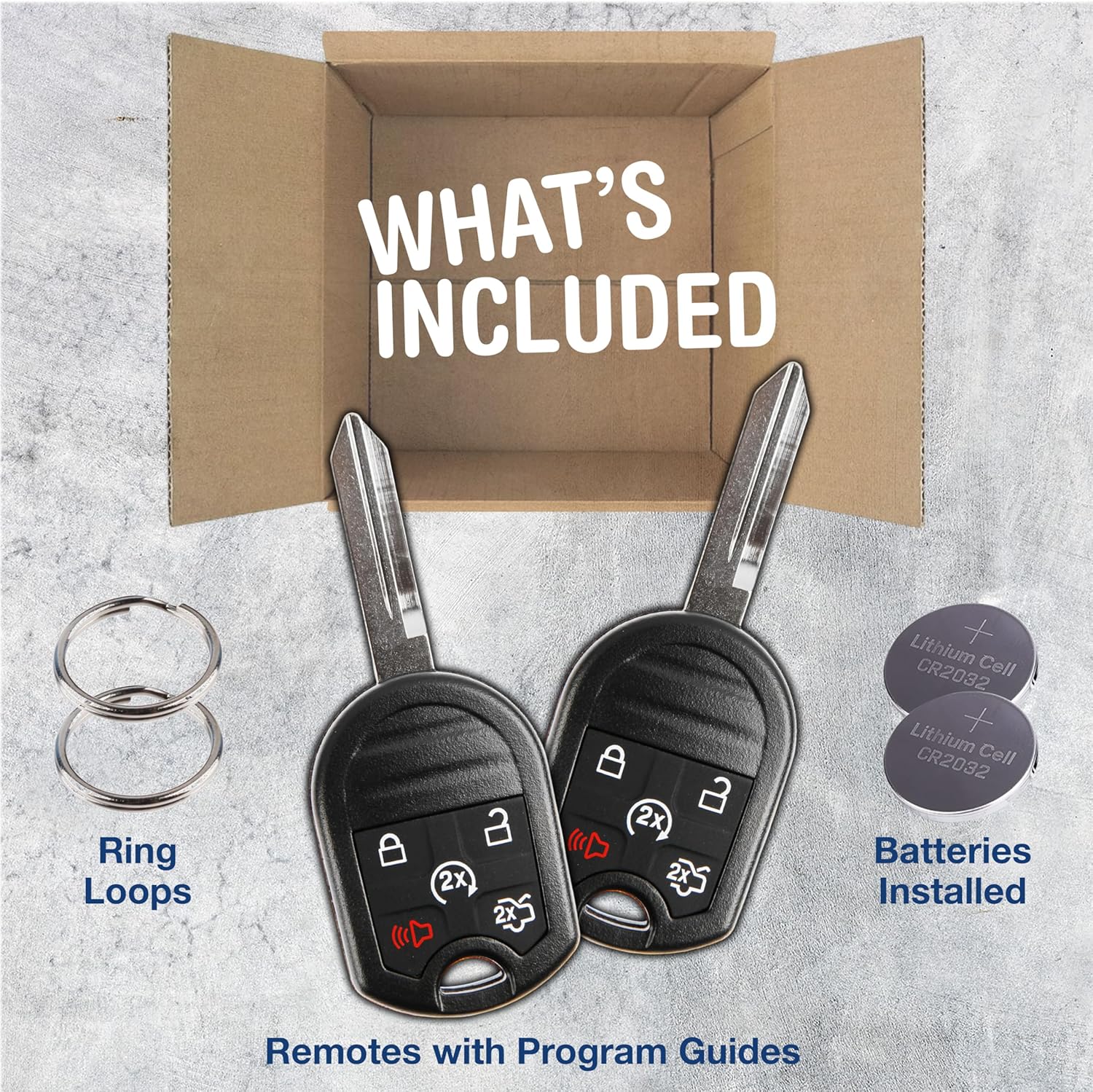 2X KeylessOption Key Fob Replacement for 2007 2008 2009 2010 2011 2012 2013 2014 2015 2016 2017 Ford Explorer Taurus Lincoln MKX Remote, 5-Button CWTWB1U793, Programming Guide Included