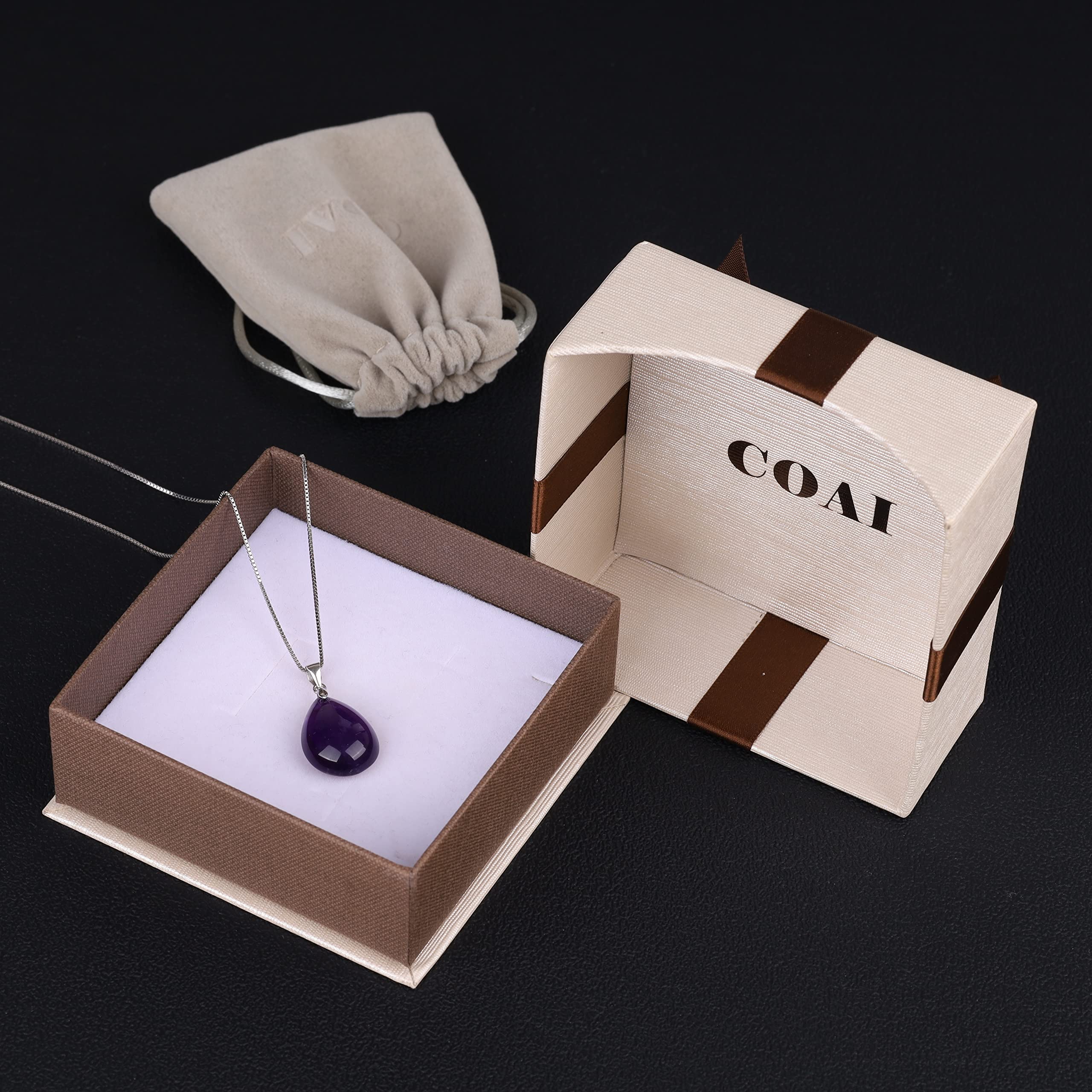 COAI Collar para Mujer de Plata de Ley con Colgante Gota de Agua en Piedras Naturales