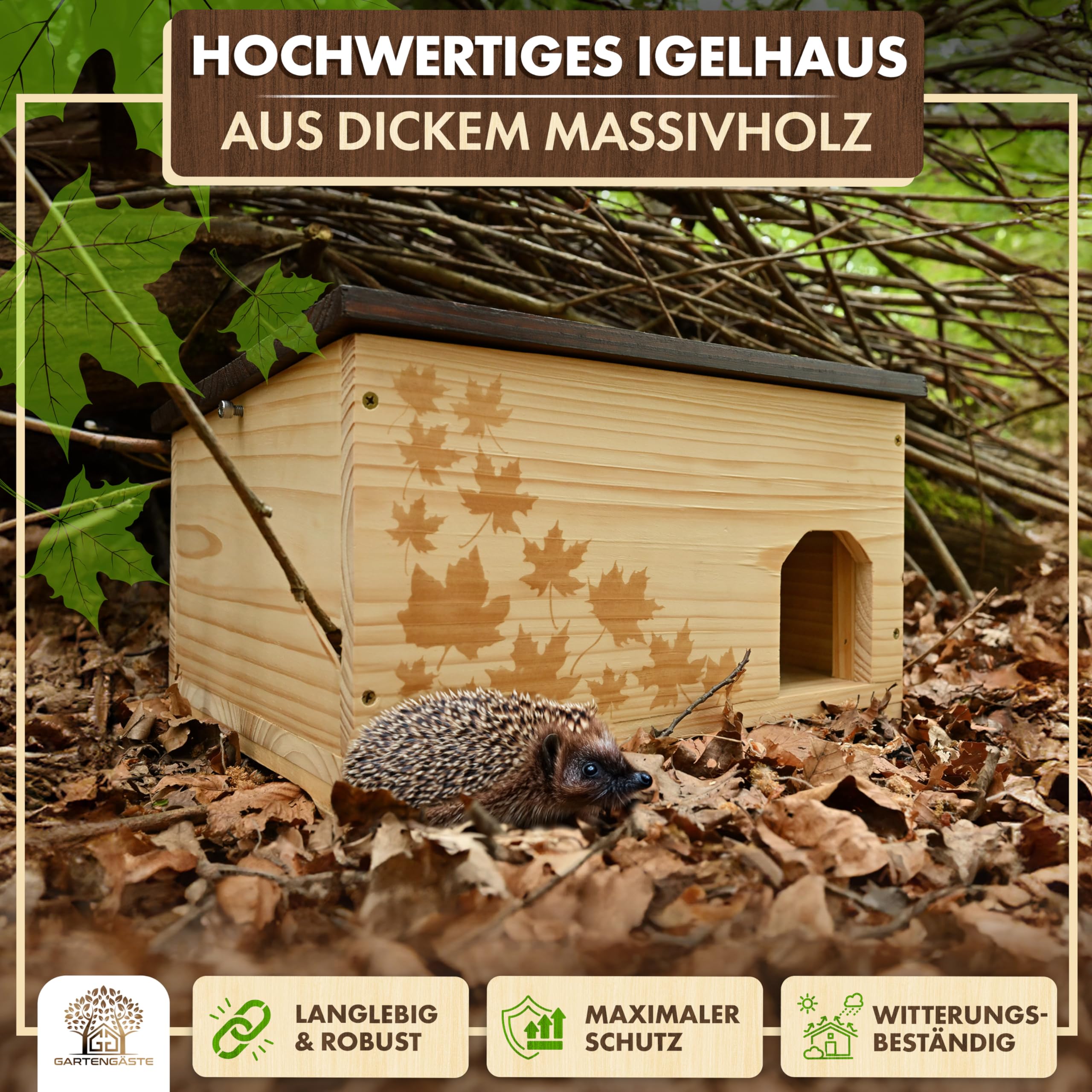 XXL Igelhaus Winterfest mit Boden - Schutz VOR FRESSFEINDEN