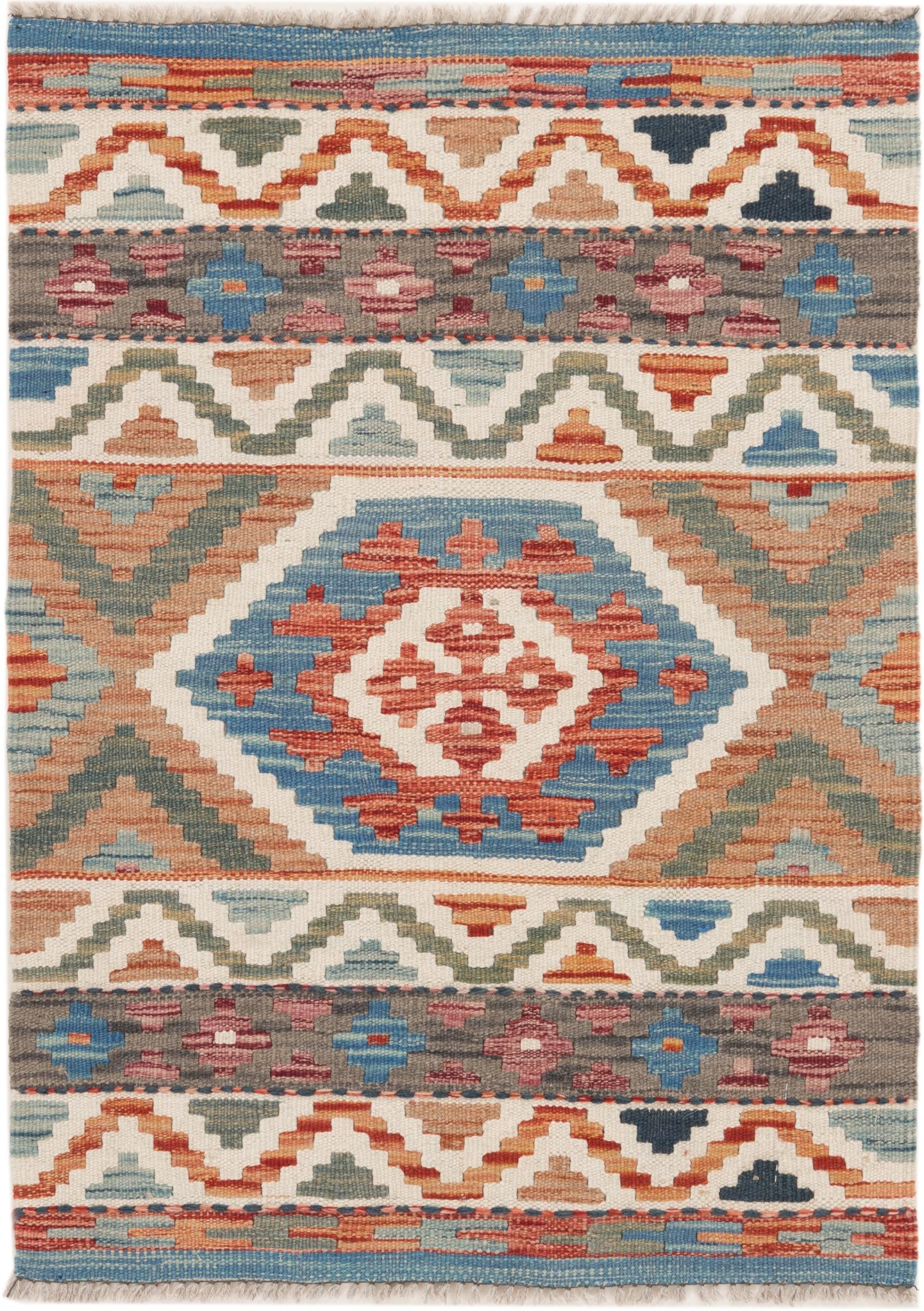 Tapis d'Orient Kilim afghan en laine fait main, œuvre d'artisanat d'art 61x86 cm