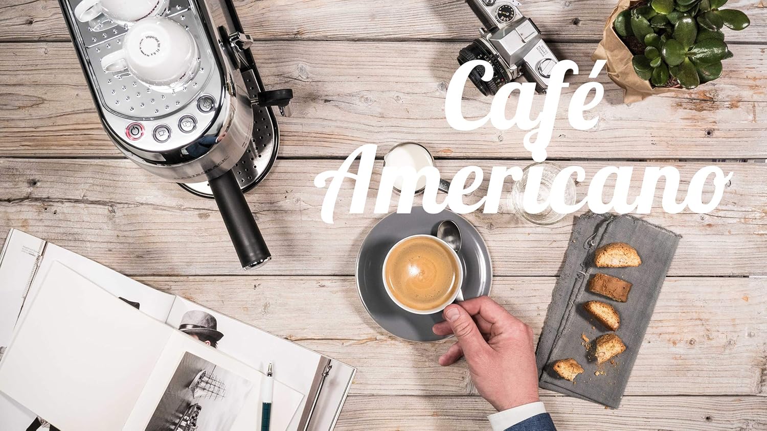 GASTROBACK 42716 Design Espresso Piccolo, Macchina per caffè espresso con ugello schiumalatte, pressione pompa 19 bar, riscaldamento rapido (40 secondi), acciaio inox, 1,4 litri