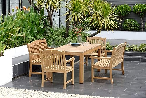 Geneve 5-Piece Patio Rectangular Dining Table Set | Certified Teak