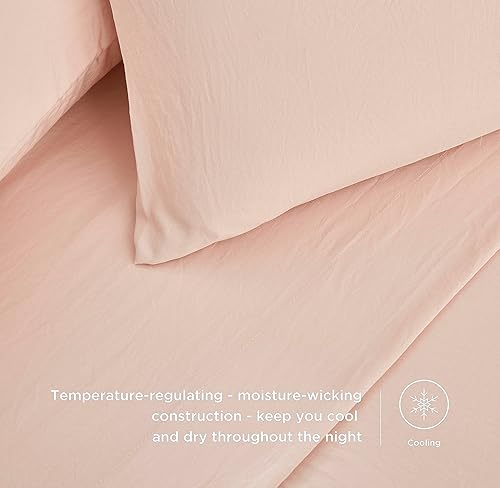 Vista 91 de Chezmoi Collection Juego de sábanas tamaño King lavado a piedra, 4 piezas extrasuaves, transpirables, resistentes a las arrugas y a la decoloración