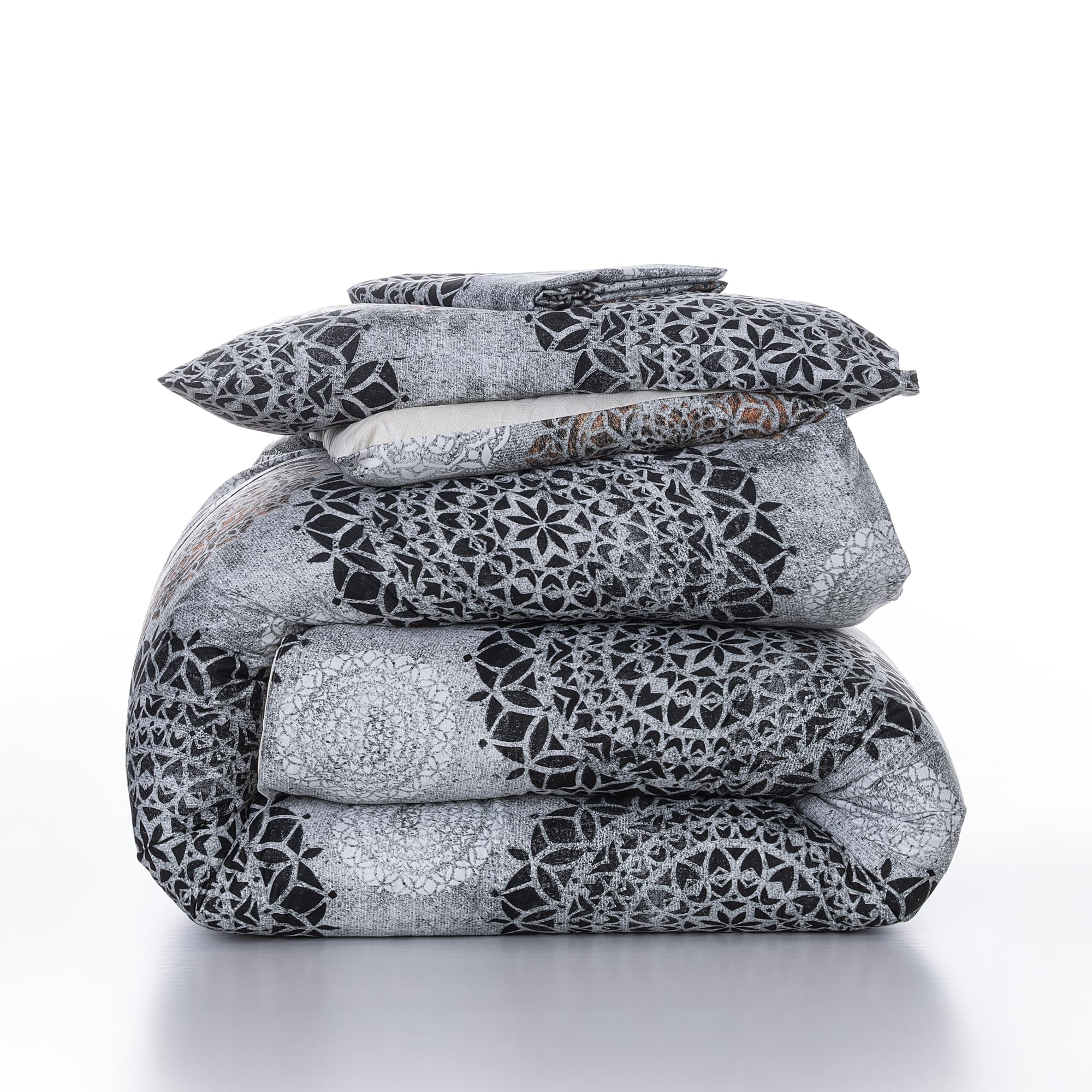 Printed Comforter Set Single (160x220cm) – 3 Pcs Ultra-Soft Bedding with Comforter, Fitted Sheet (120x200+30cm) & Pillowcase (51x76cm) – Cozy & Stylish Design(Geometric Pattern)