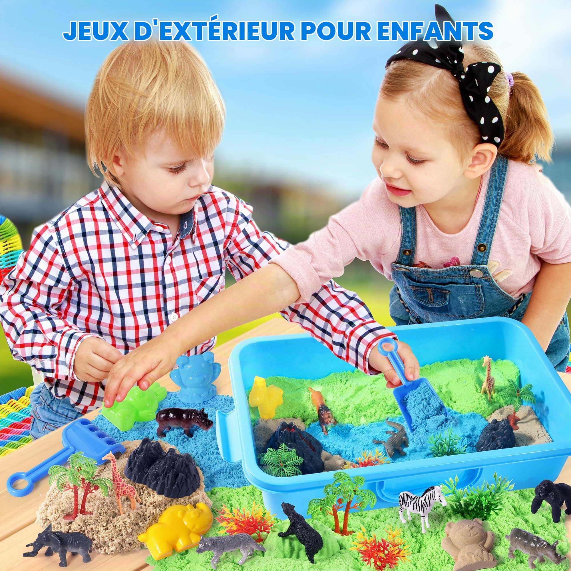Billeeit Coffret de bac sensoriel animalier avec sable magique