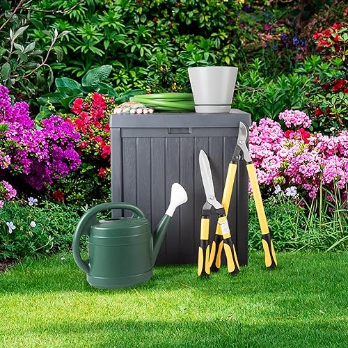 Miniatura 6 de Pure Garden Caja de almacenamiento para exteriores, 50 galones, gris