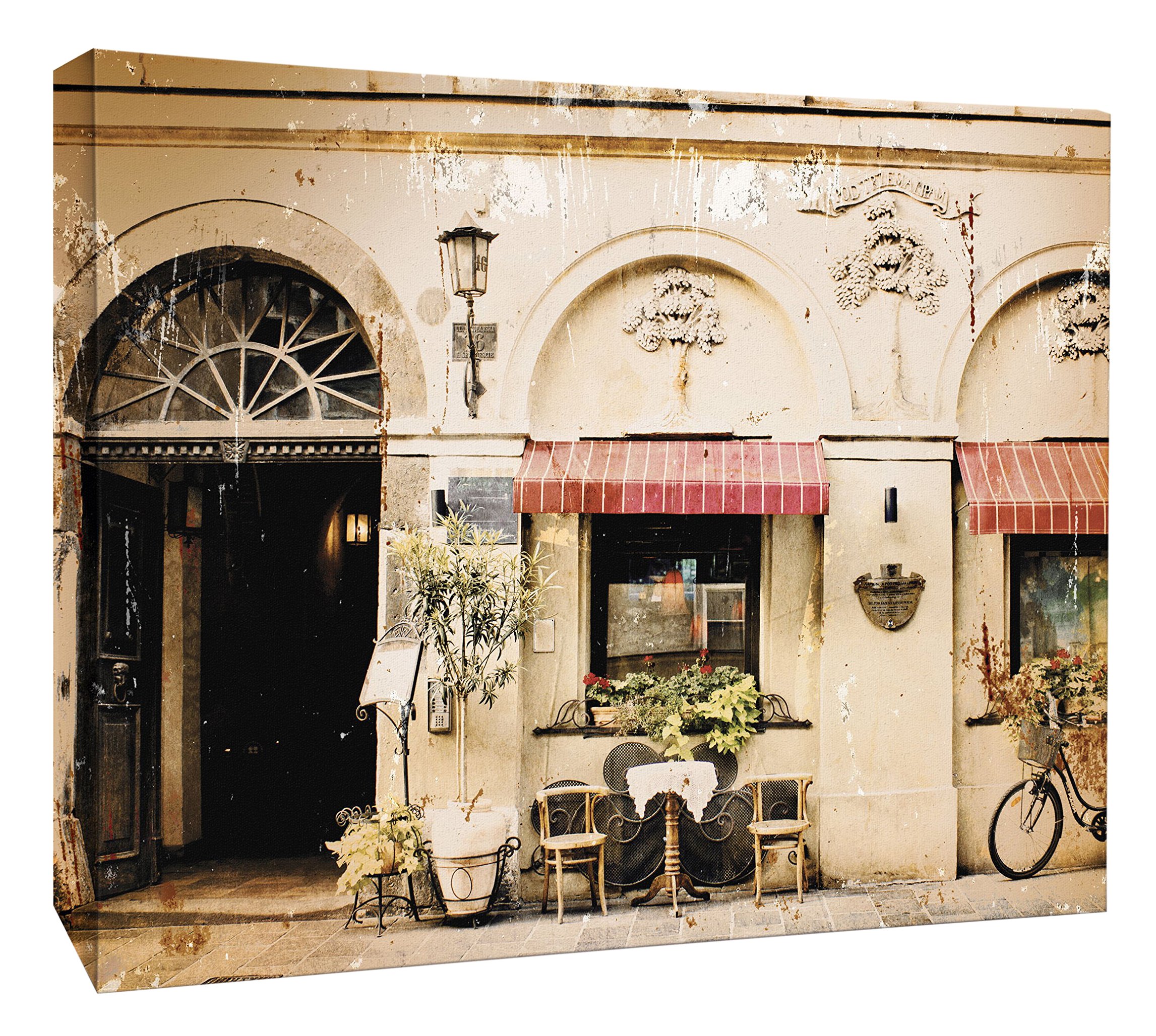JP London MCNV2392 Paris Bistro Street Champs Dream 2" Thick Heavyweight Gallery Wrap Canvas, 3' x 2'
