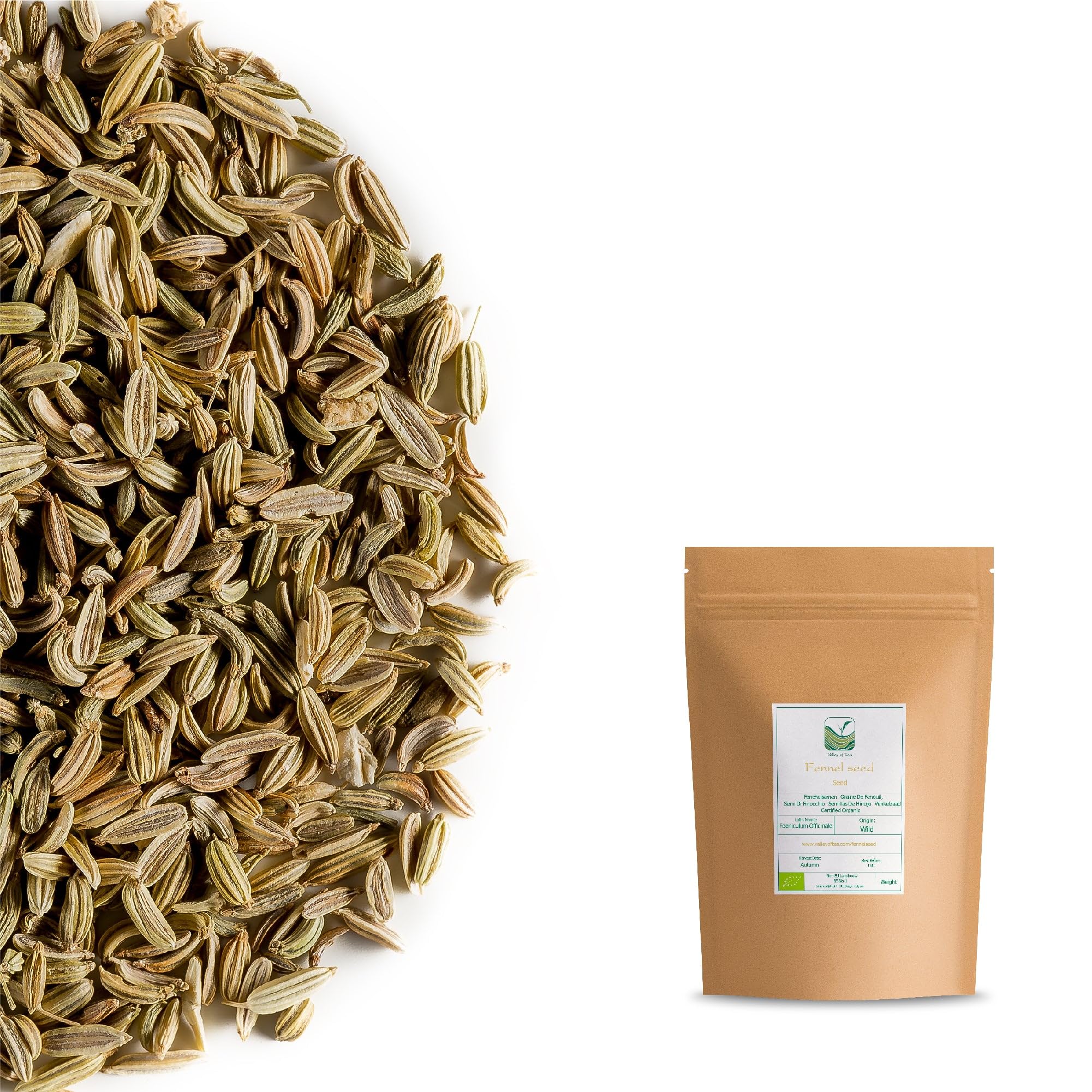 Fennel Seed Organic Herbal Delicacy - Culinairy Grade - Foeniculum Vulgare Seeds Fenkel 200g | chrupiące ziarna o słodkim anyżowym smaku do pieczywa i marynat warzywnych