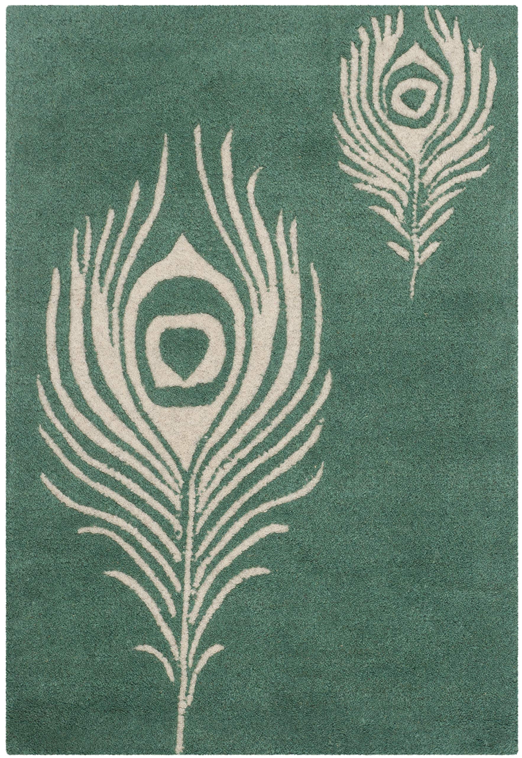 Safavieh Soho Collection SOH704T-2 Handmade Teal/Ivory Wool Area Rug, 2-Feetx3-Feet