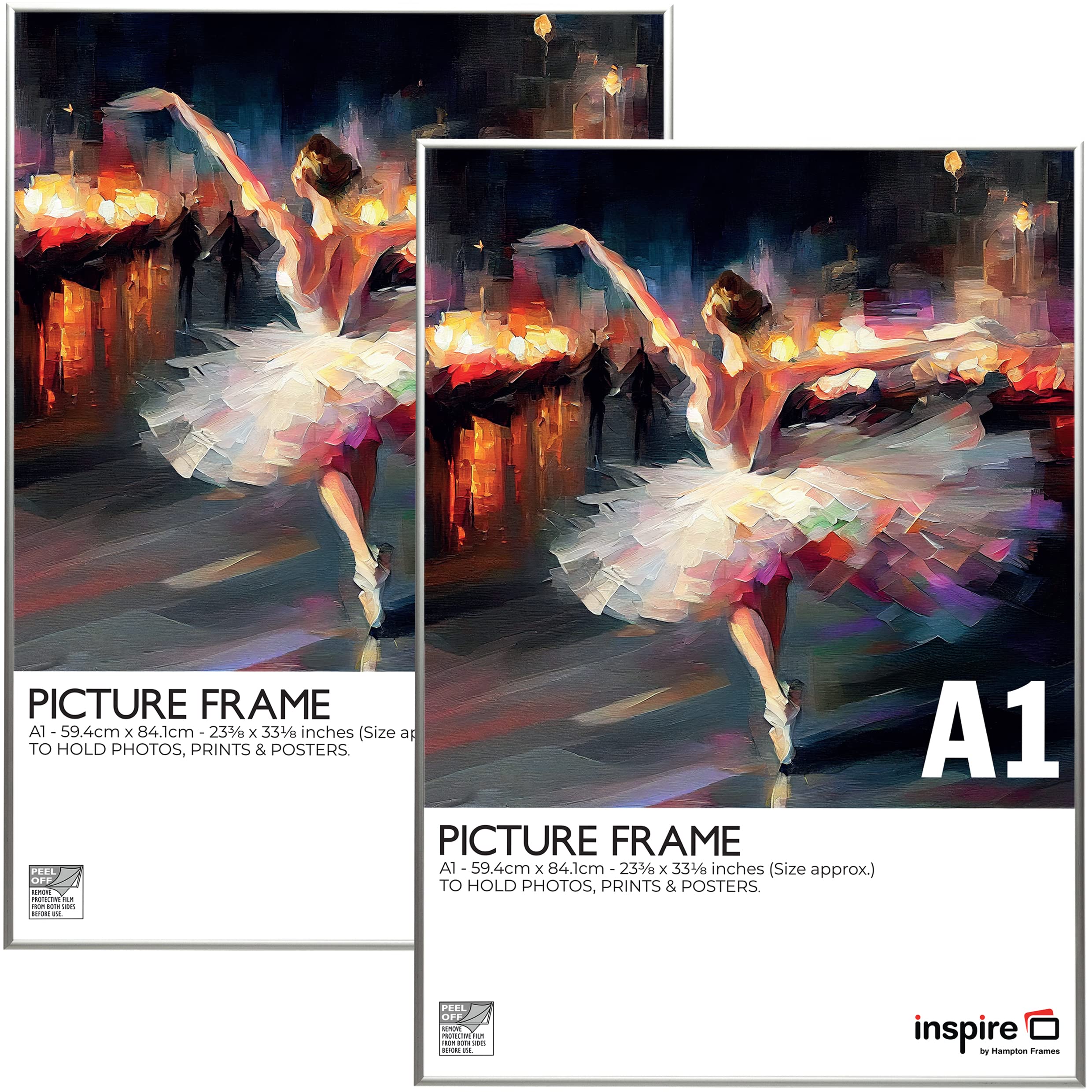 Inspire By Hampton Frames Silver Inspire By Hampton Aluminium A1 (59X84cm) Poster Certificate Frame Acrylic (Non-Glass) Ibhpaafa1bx-Pk2