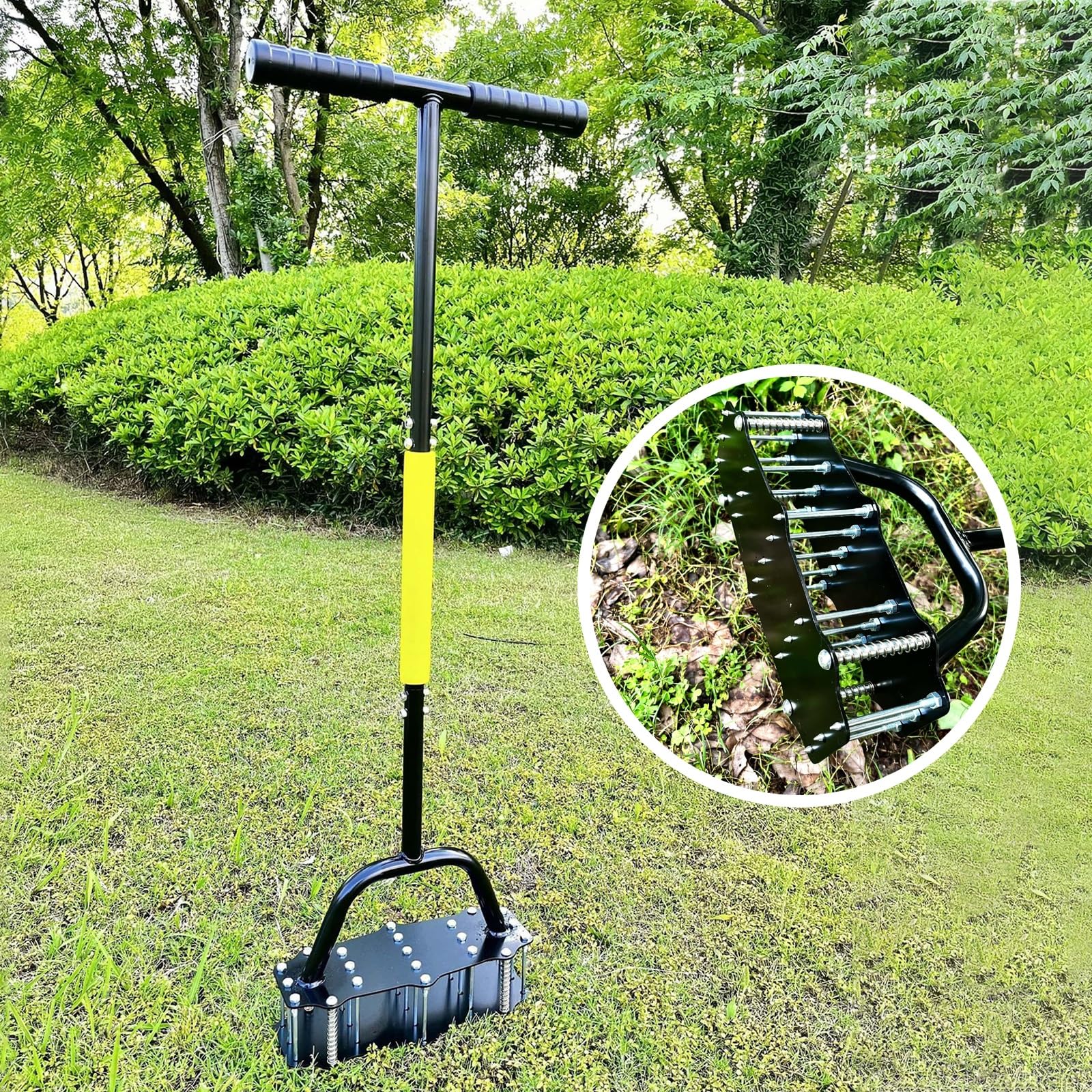 GOURIXIN Arieggiatore per Prato Manuale, Areatore Giardino con Chiodi in Metallo Antiruggine per Erba, Giardino e Cortile per l'Arieggiatura Manuale del Terreno