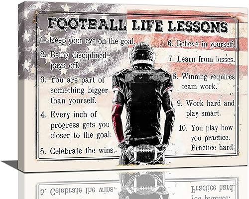 Póster de pared de fútbol americano, decoración de pared para habitación de niños, lecciones de vida de fútbol, fotos deportivas, lienzo, regalos