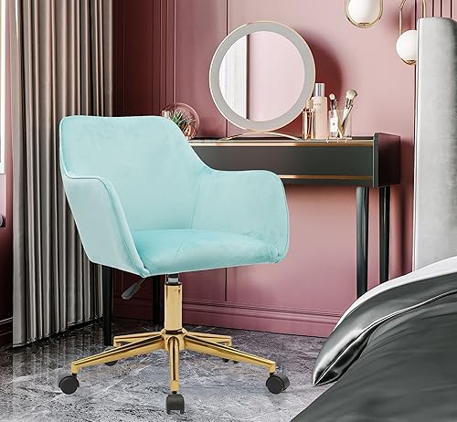 Yoluckea Silla moderna de terciopelo para oficina en casa, silla giratoria ajustable para sala de estar, bonita silla de escritorio para